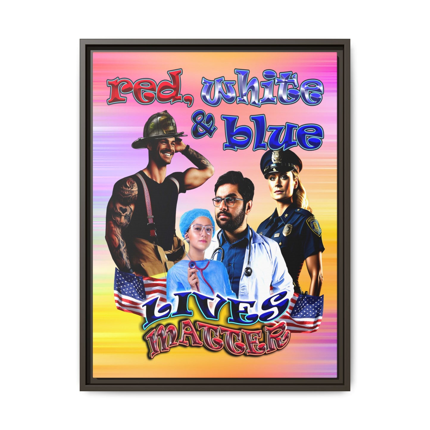rw&b lives matter - framed canvas art (color blur)