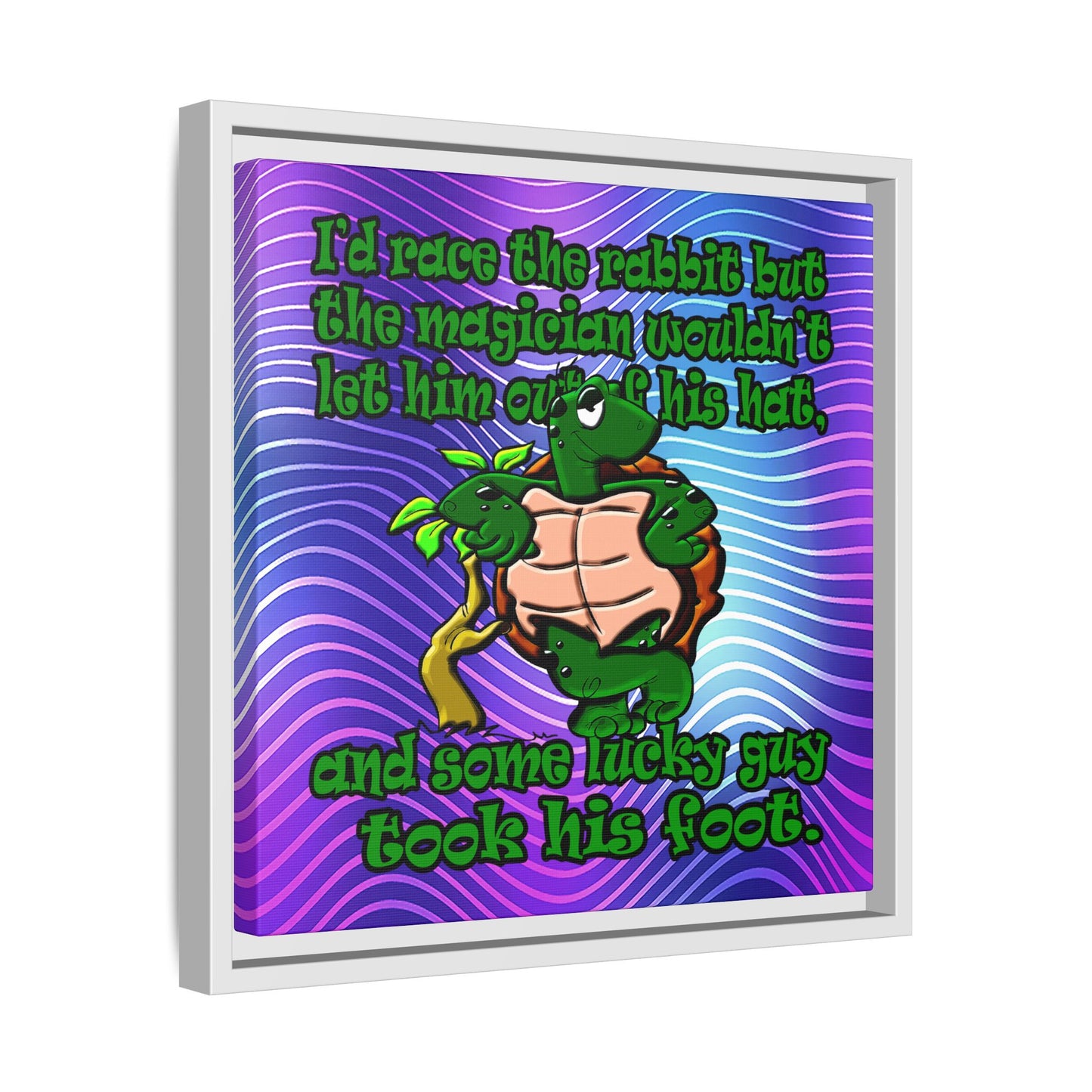 turtle race - framed canvas art (purple wave)
