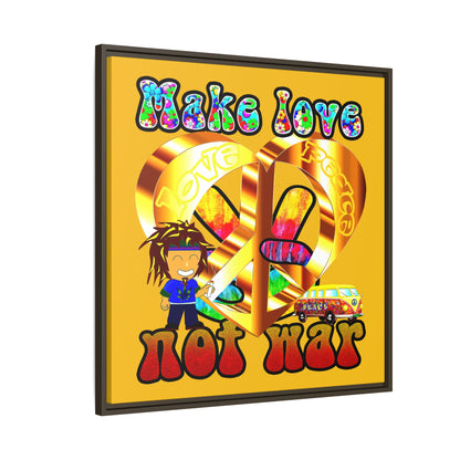 love peace - framed canvas art (yellow)