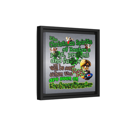 christmas spirits of boston - framed canvas art (brushed nickel)