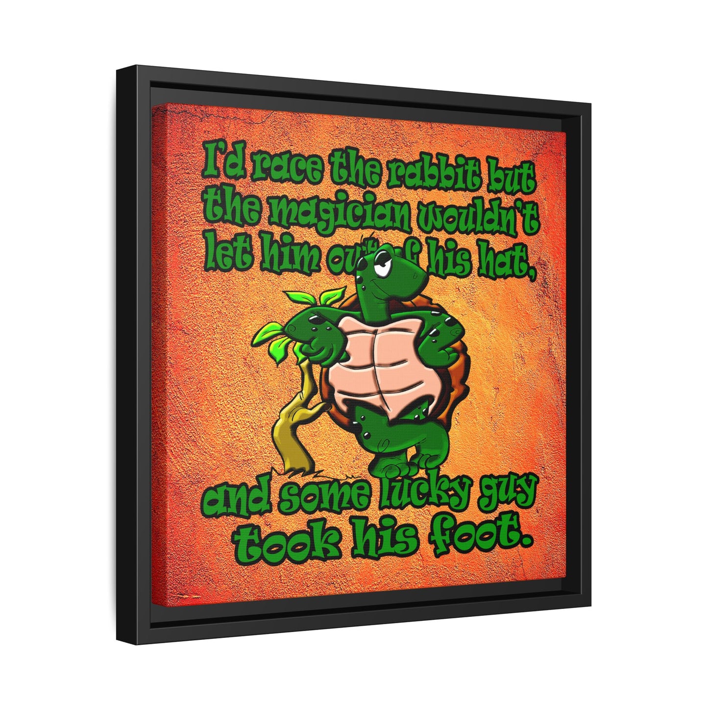 turtle race - framed canvas art (burnt orange)