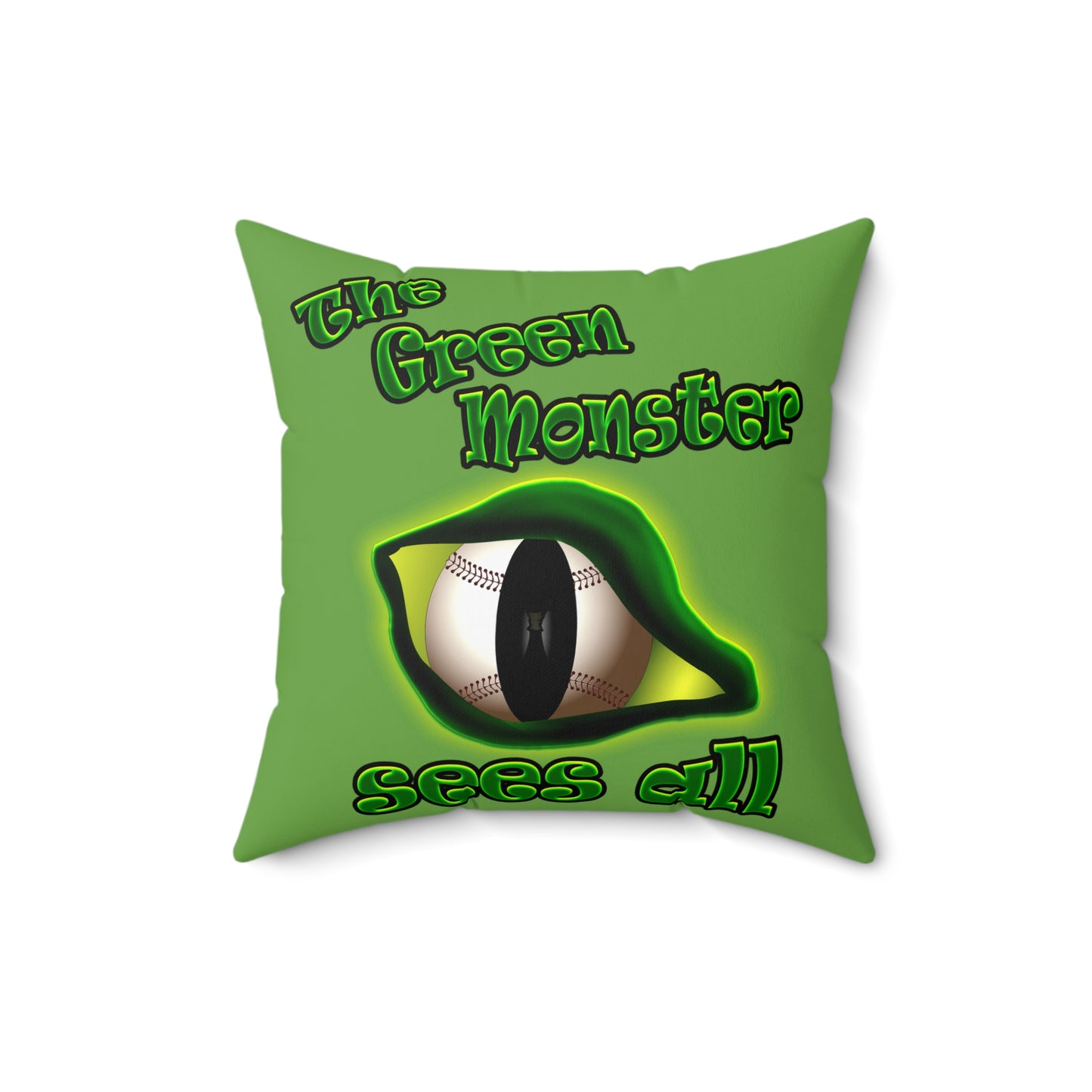 green monster - Spun Polyester Square Pillow - (green)