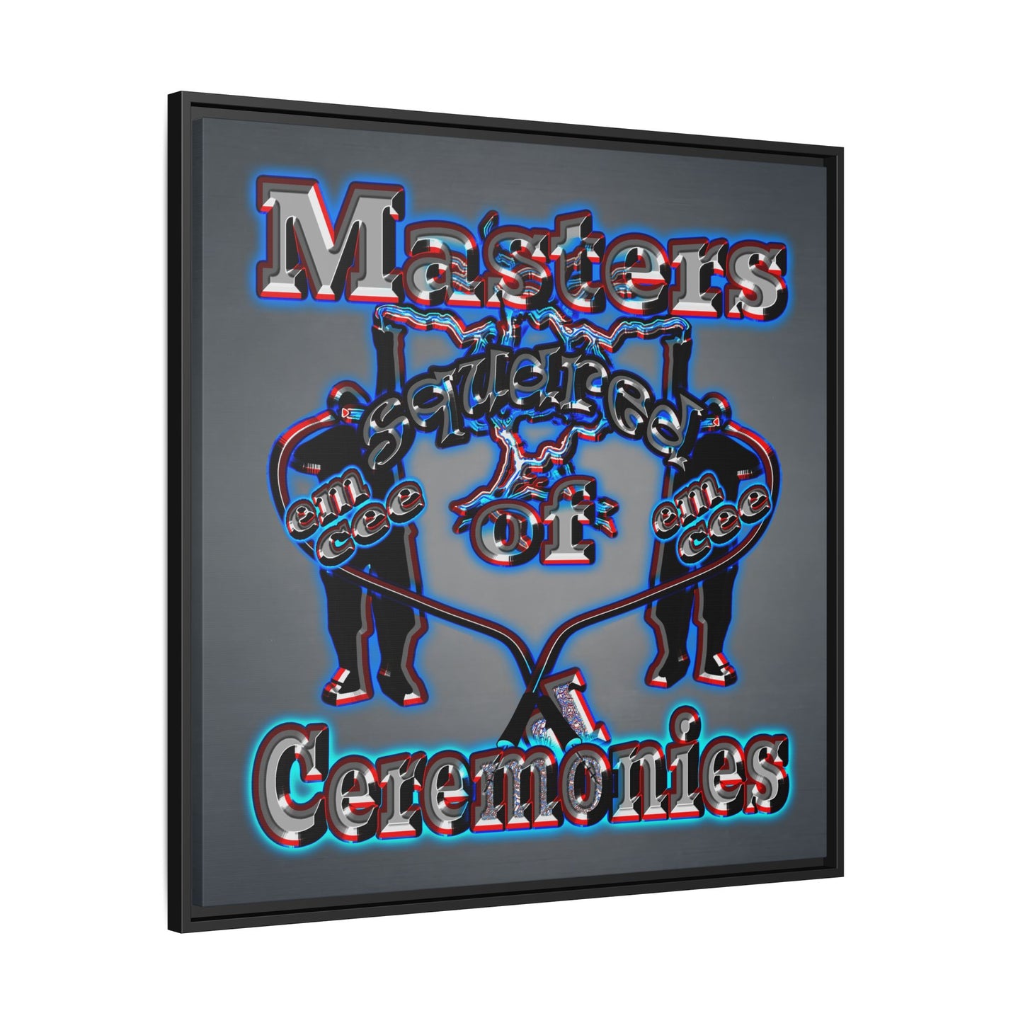 em cee squared - framed canvas art (grey-light grey)