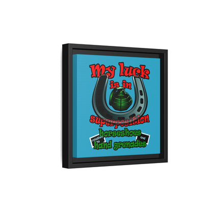 my luck - framed canvas art (turquoise)