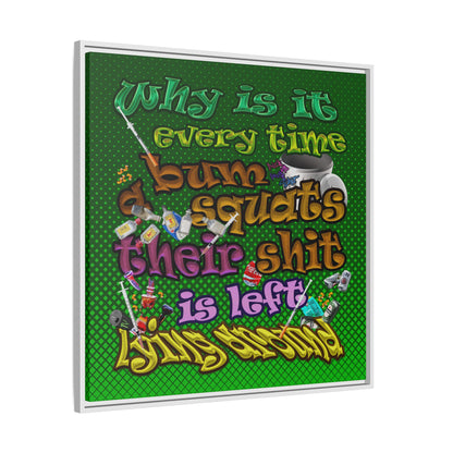 the bum's shit - framed canvas art (logo green)