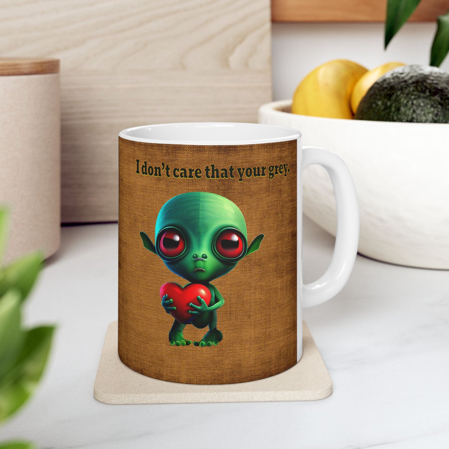 I don't care that your grey - White Mug (brown papyrus)