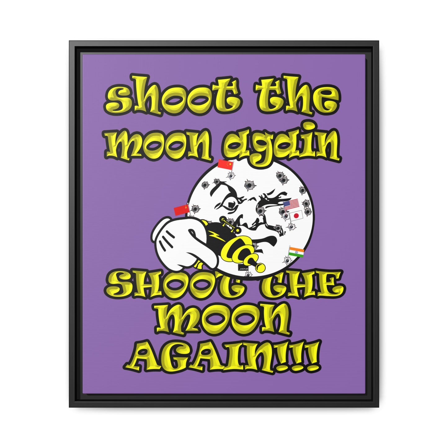 shoot the moon again - framed canvas art (light purple)