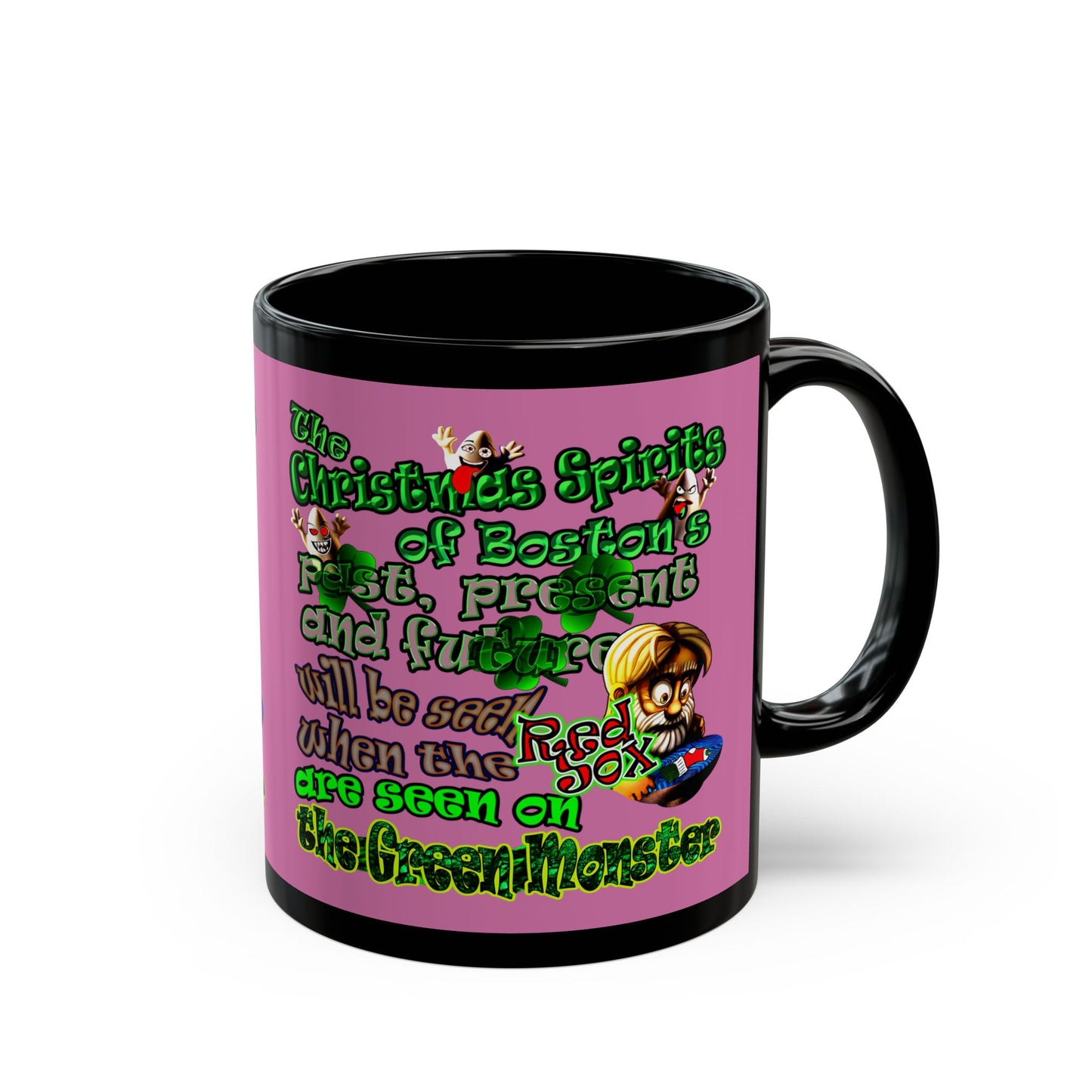 christmas spirits of boston - Black Mug (light pink)