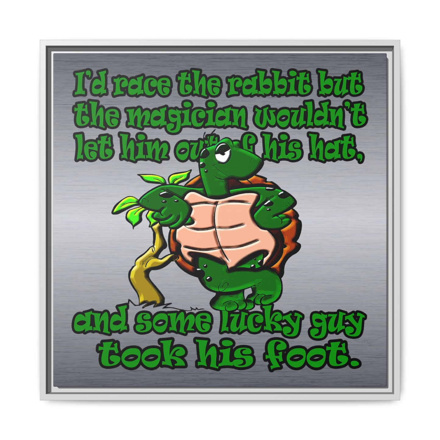 turtle race - framed canvas art (brushed nickel)