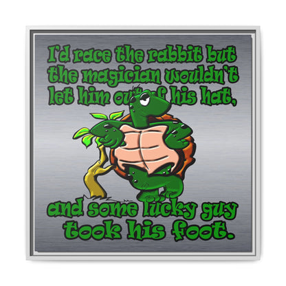 turtle race - framed canvas art (brushed nickel)