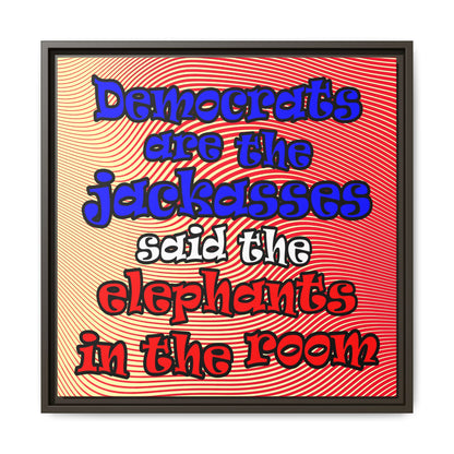 donkeys and elephants - framed canvas art (yellow-orange wave)