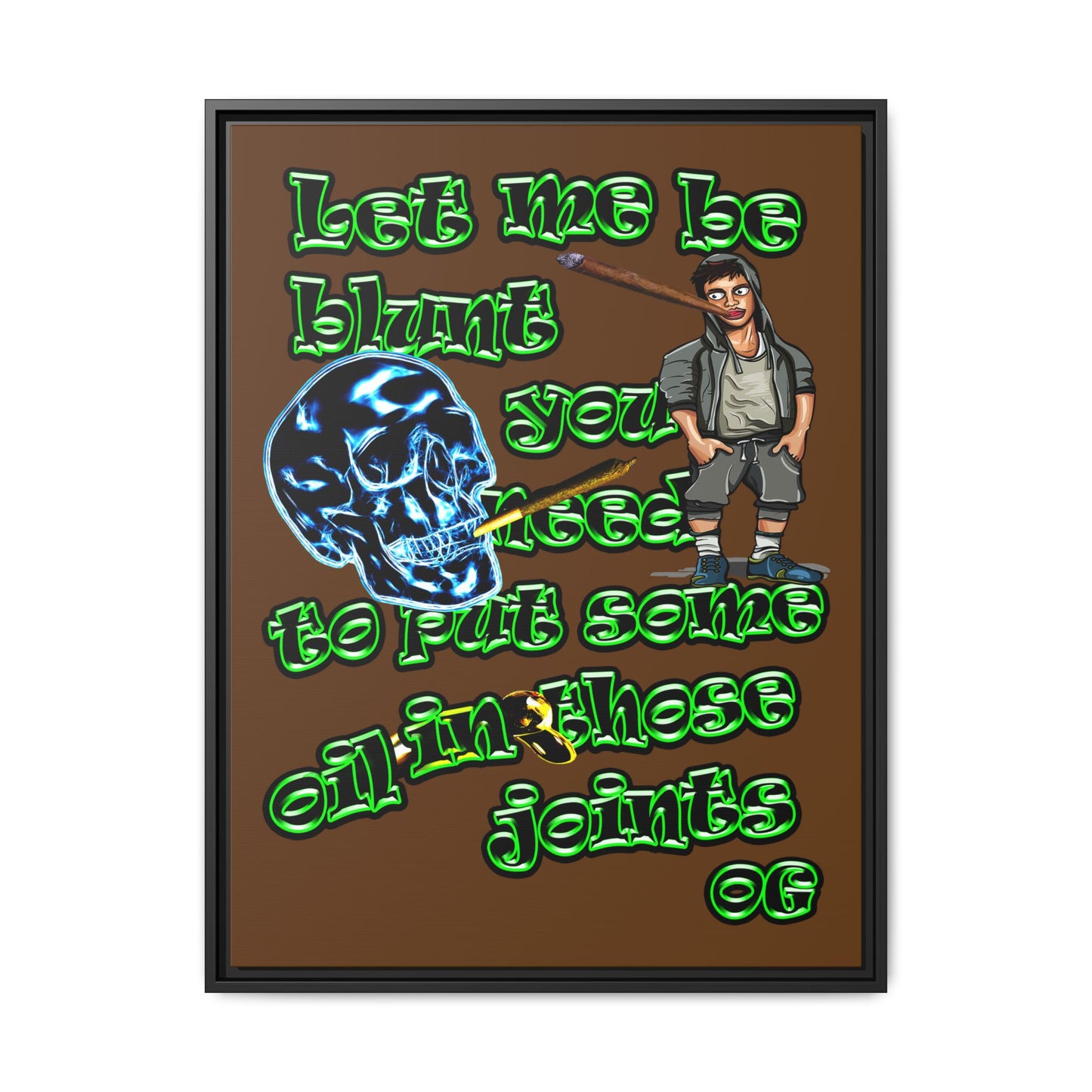 og - framed canvas art (brown)