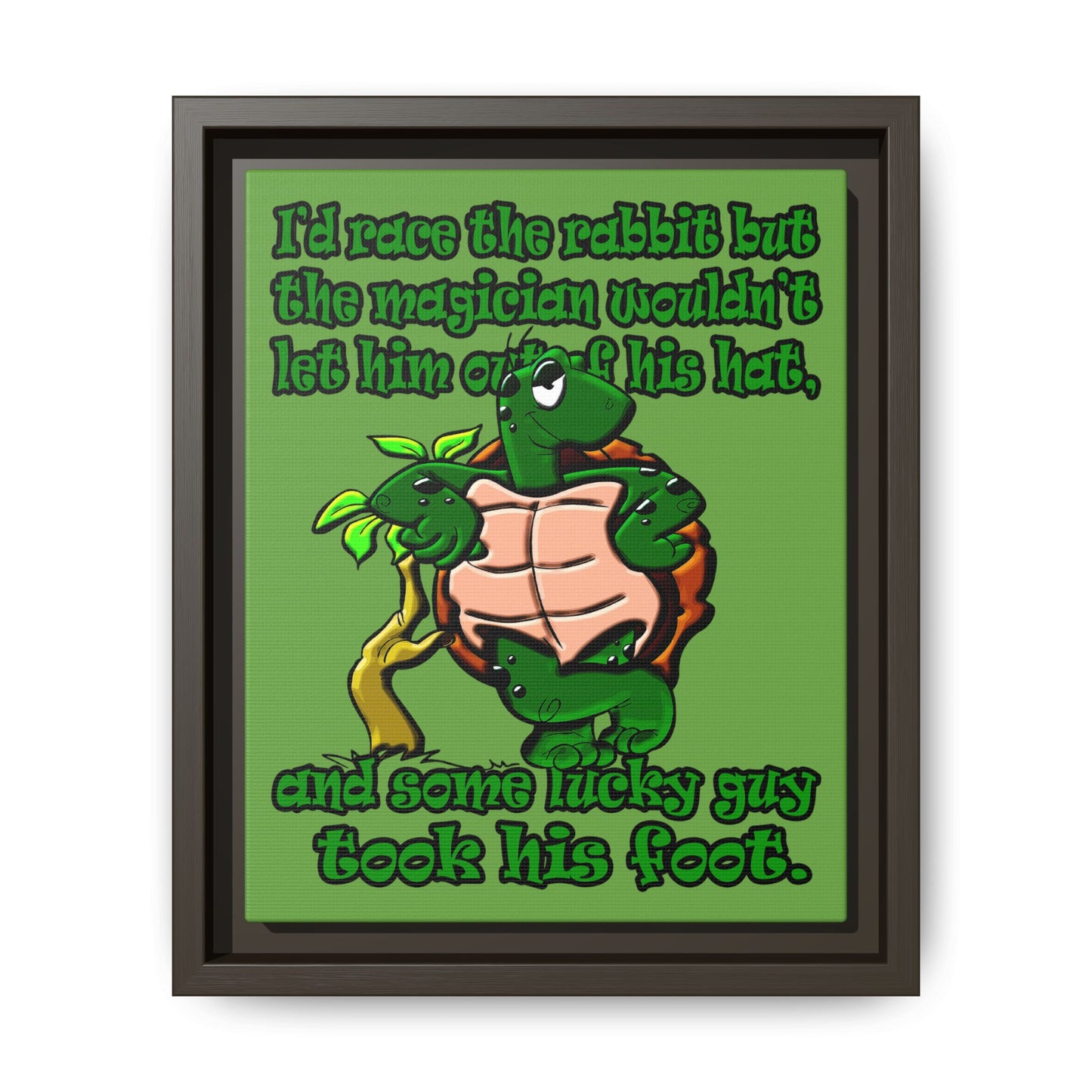 turtle race - framed canvas art (green)
