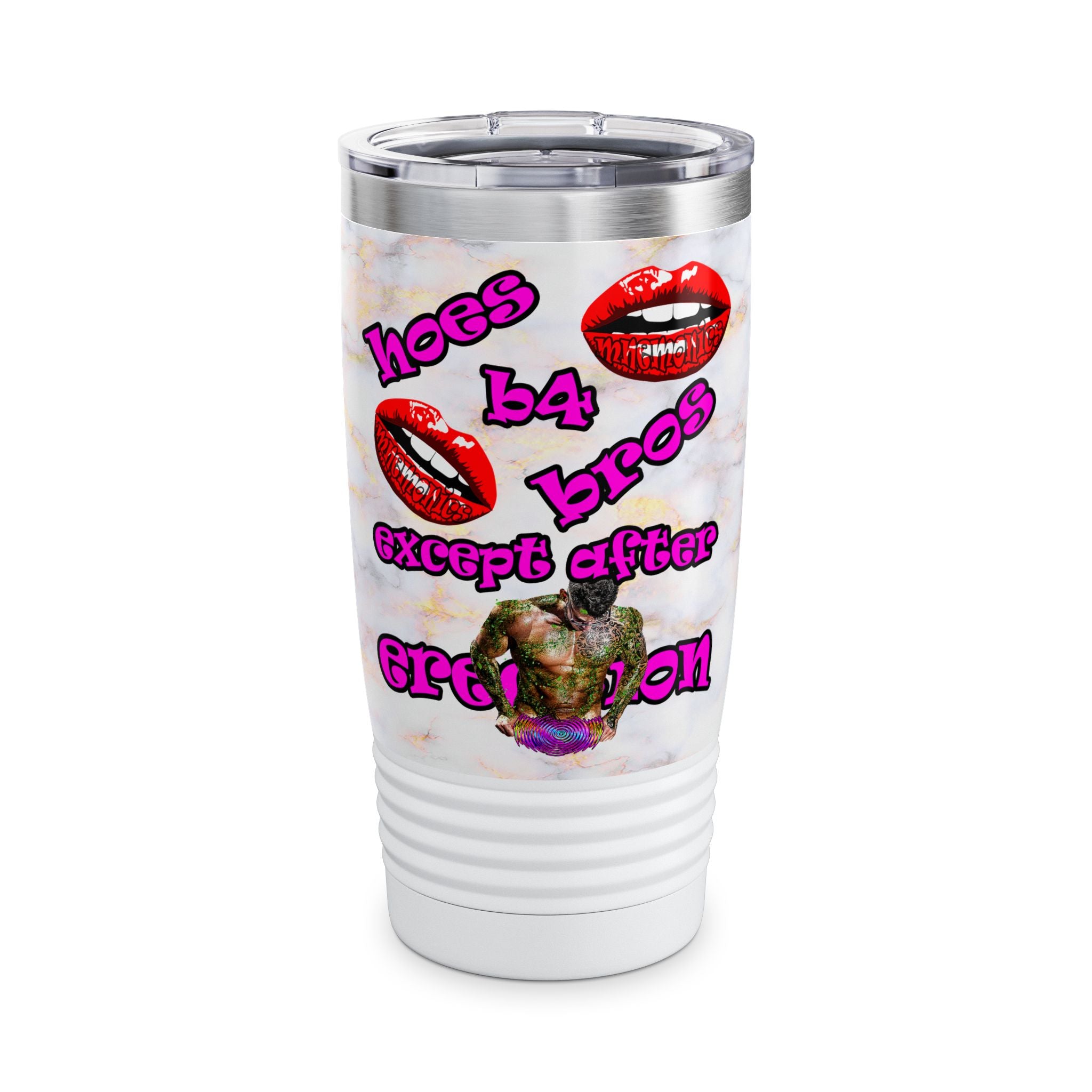 hoes b4 bros - Ringneck Tumbler, 20oz (white marble)
