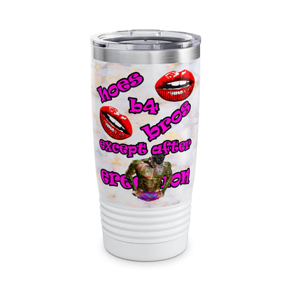 hoes b4 bros - Ringneck Tumbler, 20oz (white marble)