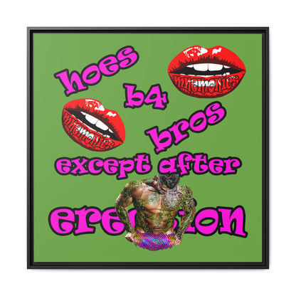 hoes b4 bros - framed canvas art (green)