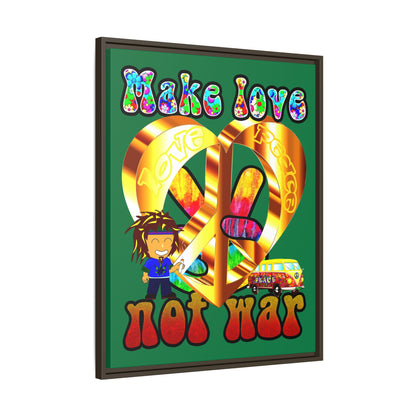 love peace - framed canvas art (dark green)