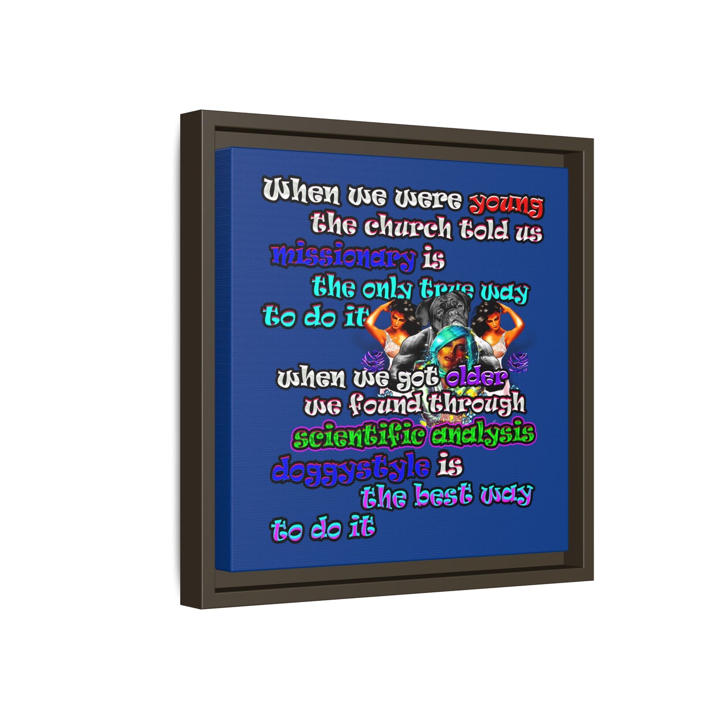 doggystyle - framed canvas art (dark blue)