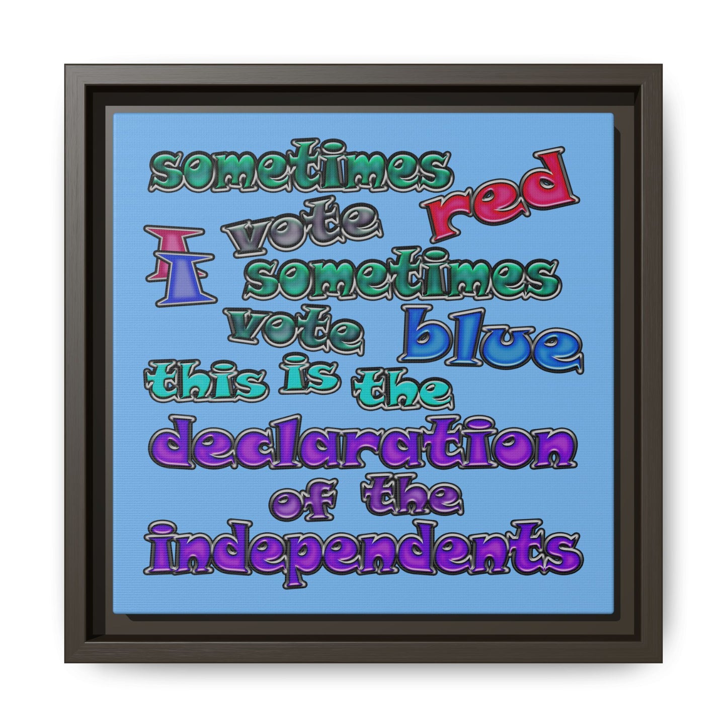 declaration of the independents - framed canvas art (light blue)