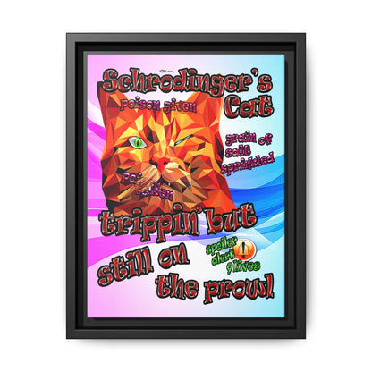 schrodinger's cat - framed canvas art (light blue-pink wave)