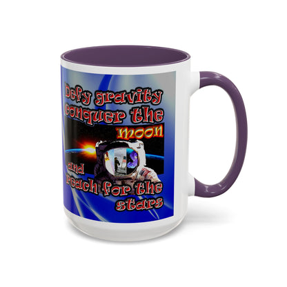 defy conquer reach - Accent Mug (blue-white wave)
