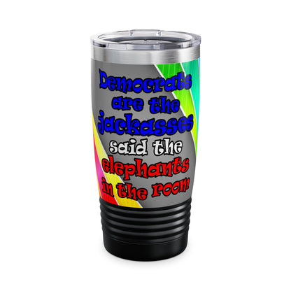 donkeys and elephants - Ringneck Tumbler, 20oz (rainbow split)