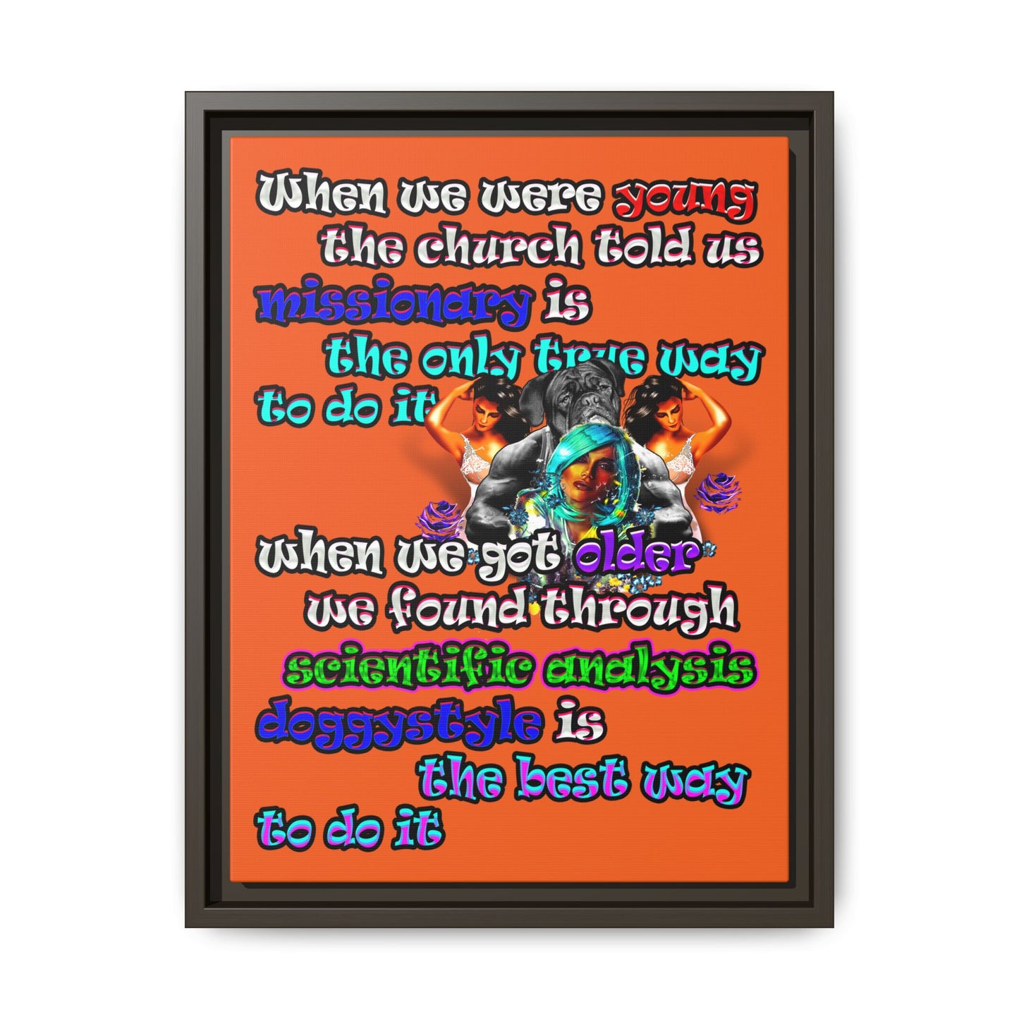 doggystyle - framed canvas art (orange)