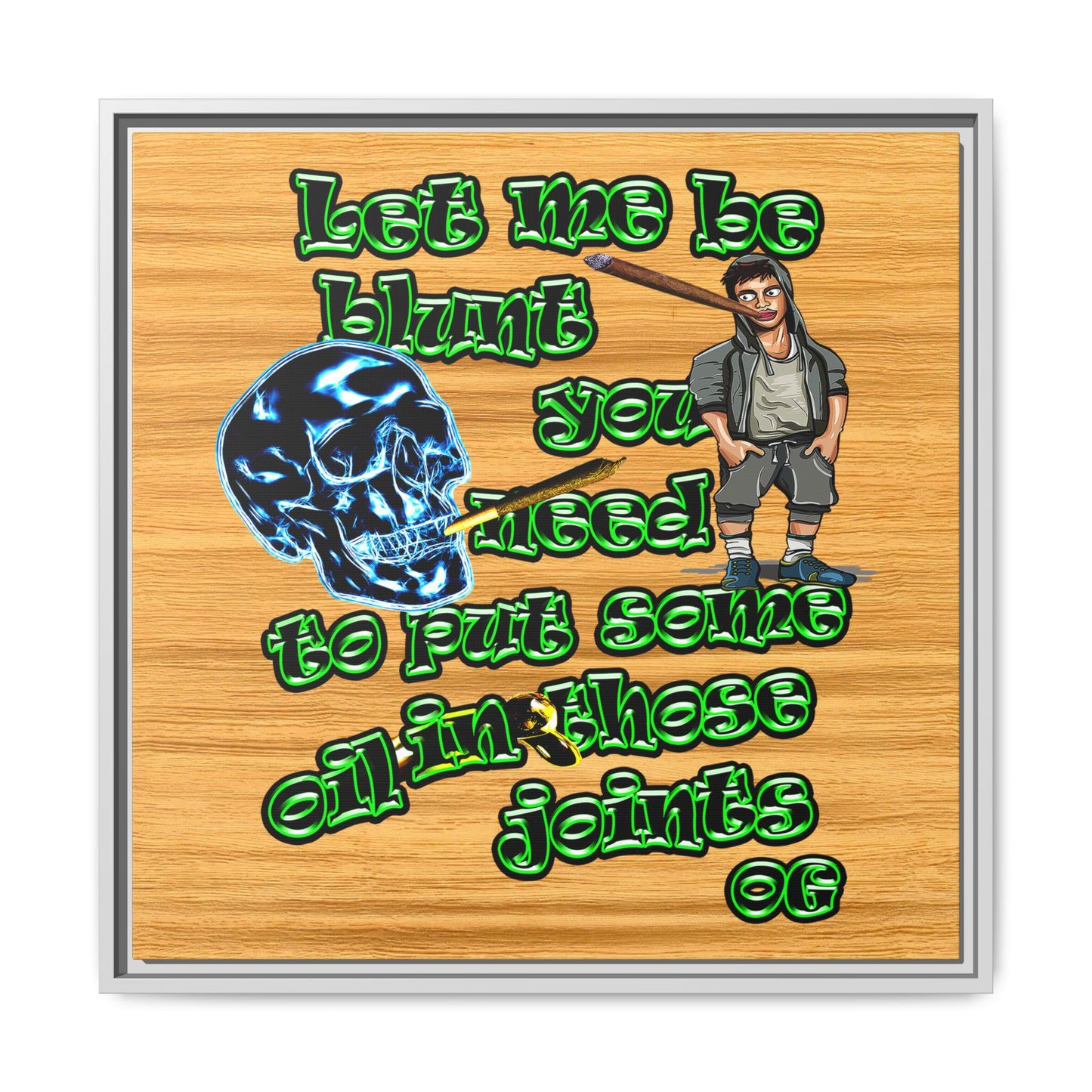 og - framed canvas art (butterscotch wood finish)