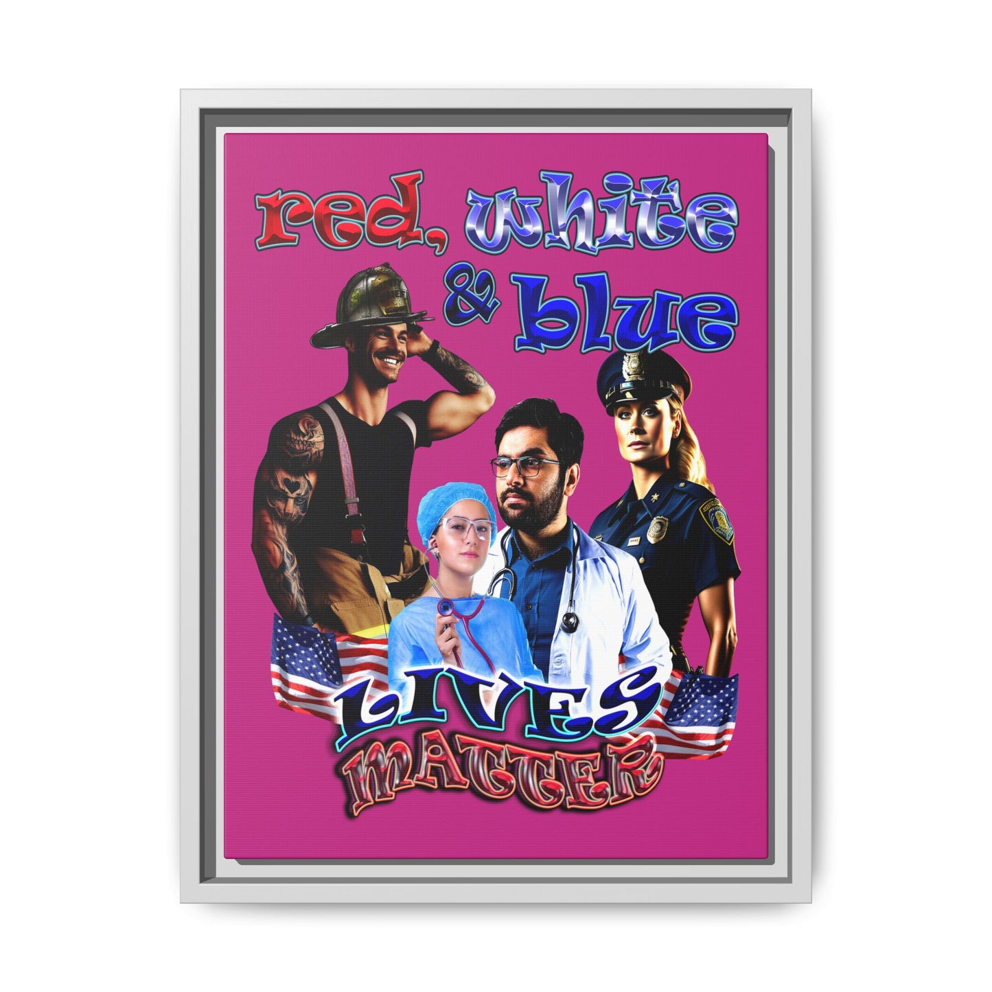 rw&b lives matter - framed canvas art (pink)