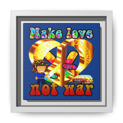 love peace - framed canvas art (dark blue)