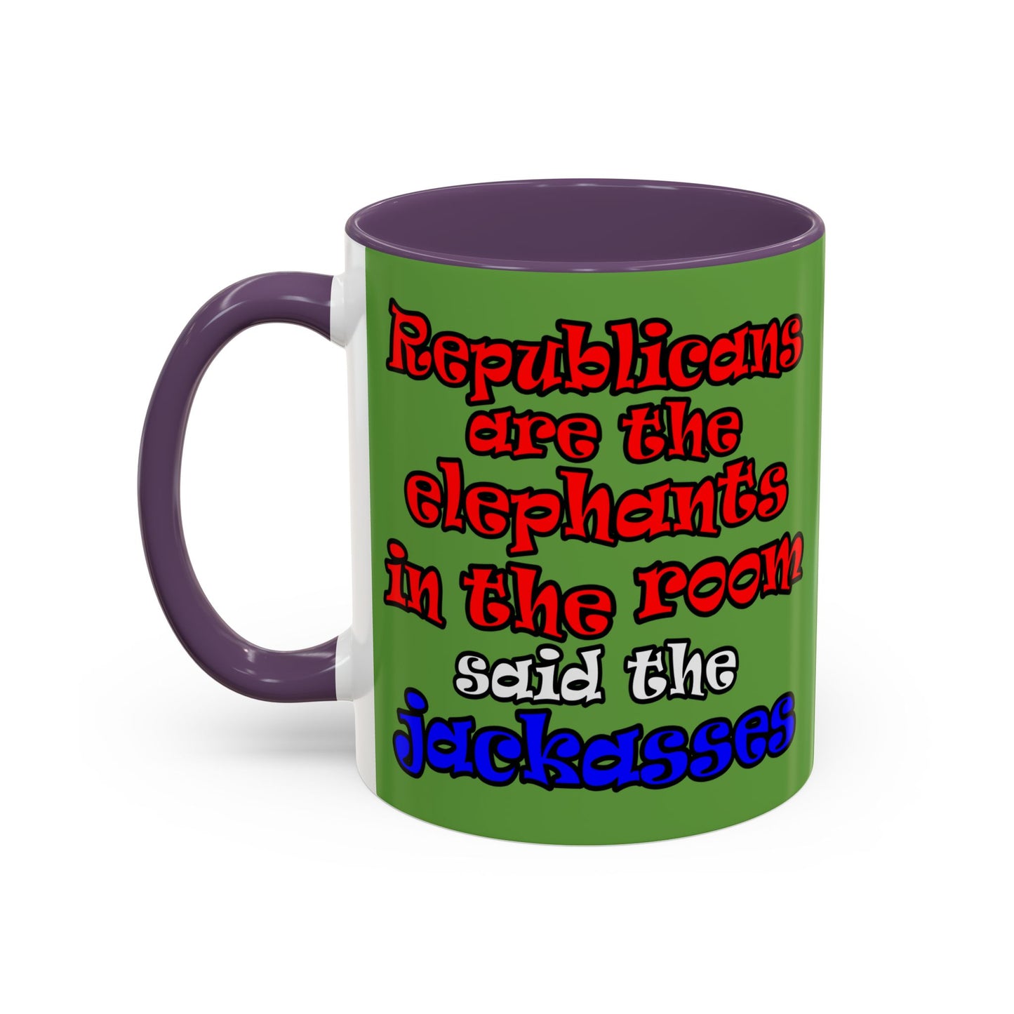 donkeys and elephants - Accent Mug (green)