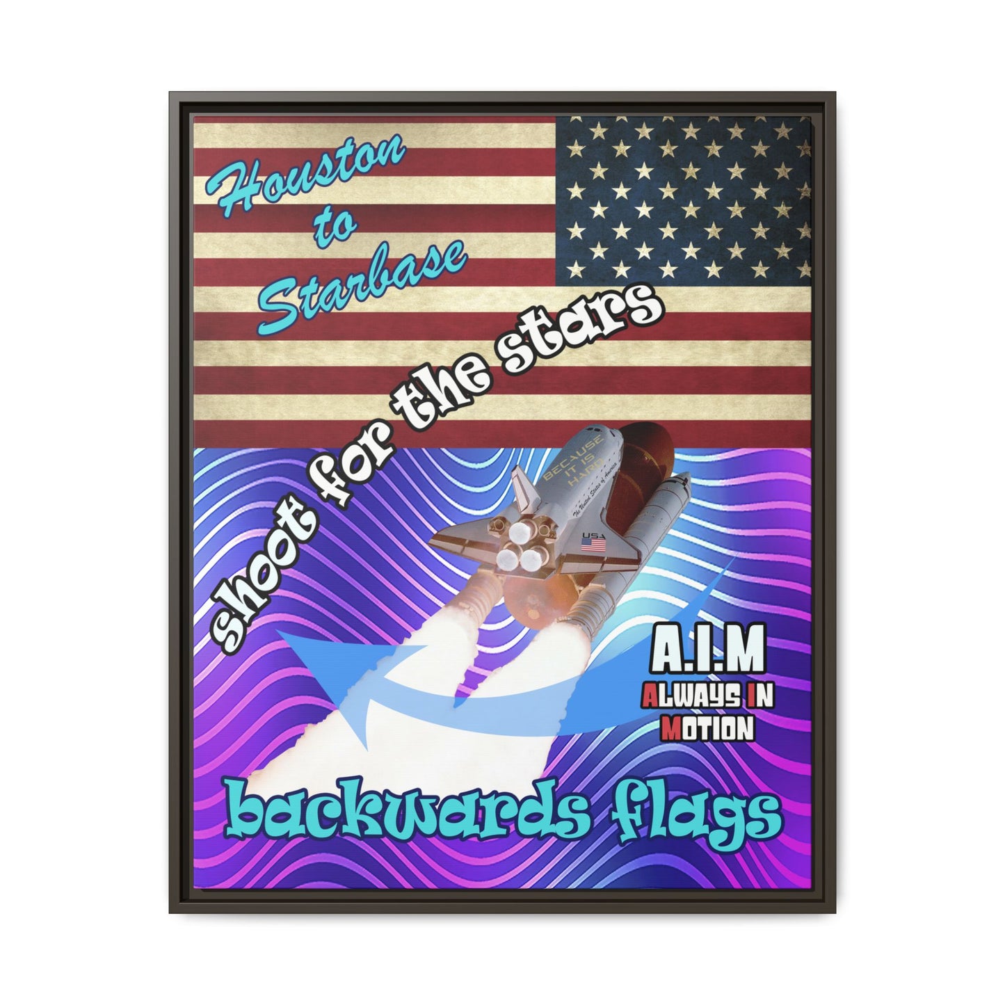 shoot for the stars - framed canvas art (purple wave)