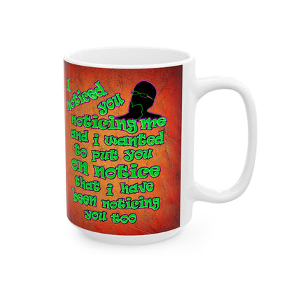 noticed you noticing - White Mug (burnt orange)
