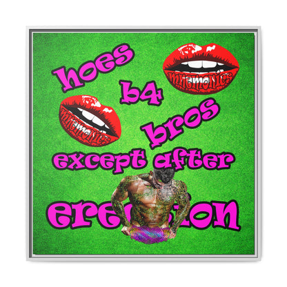hoes b4 bros - framed canvas art (green turf)