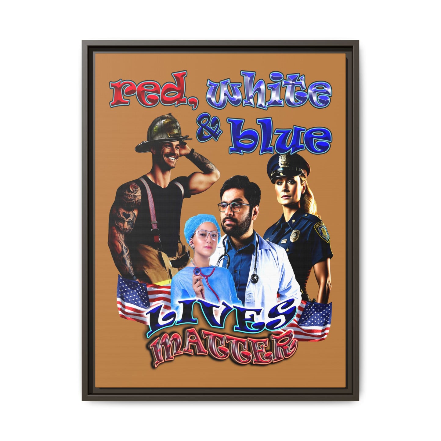 rw&b lives matter - framed canvas art (light brown)