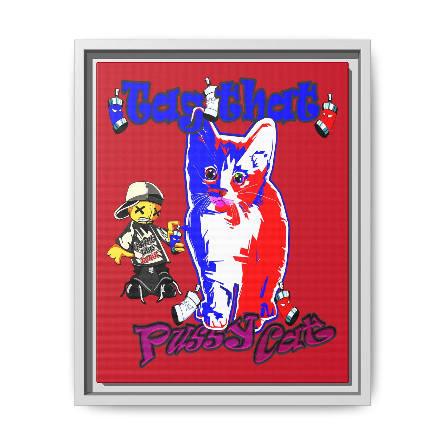 tag that - framed canvas art (dark red)