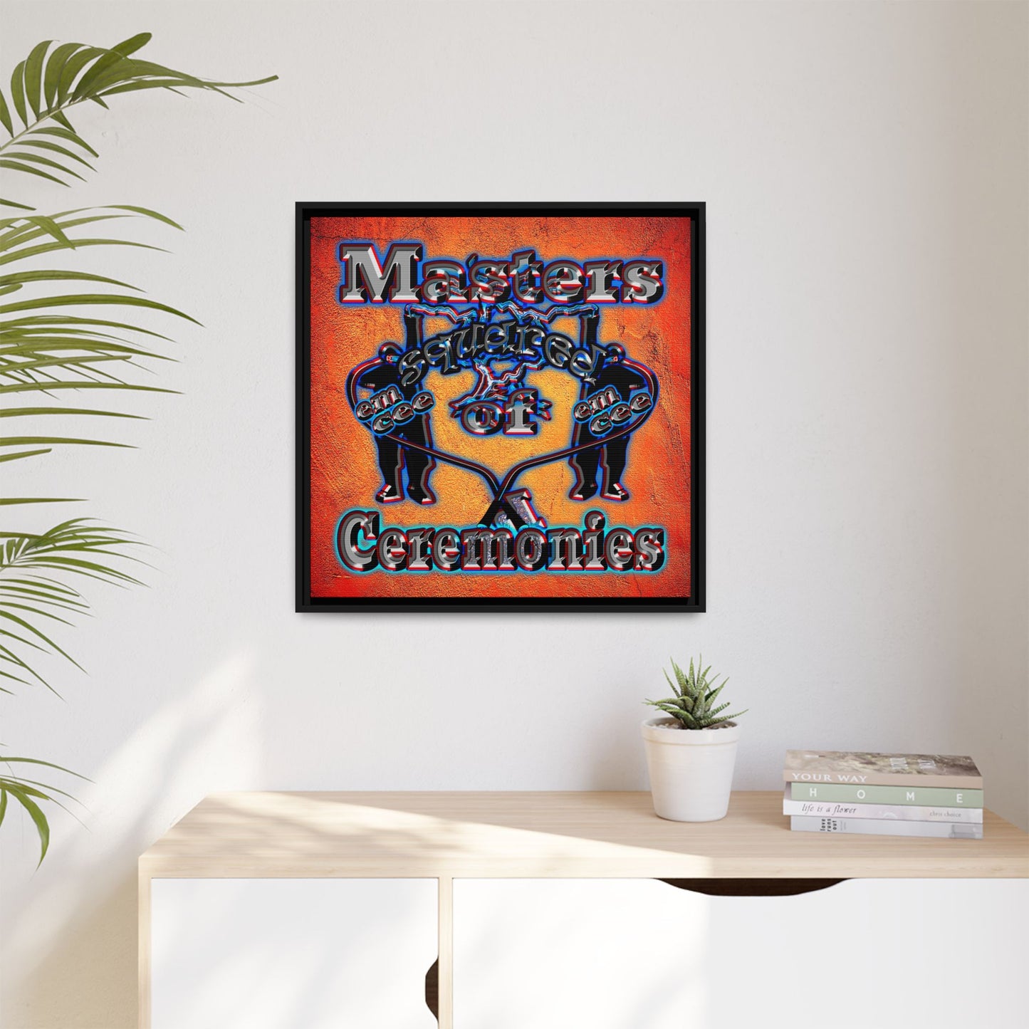 em cee squared - framed canvas art (burnt orange)