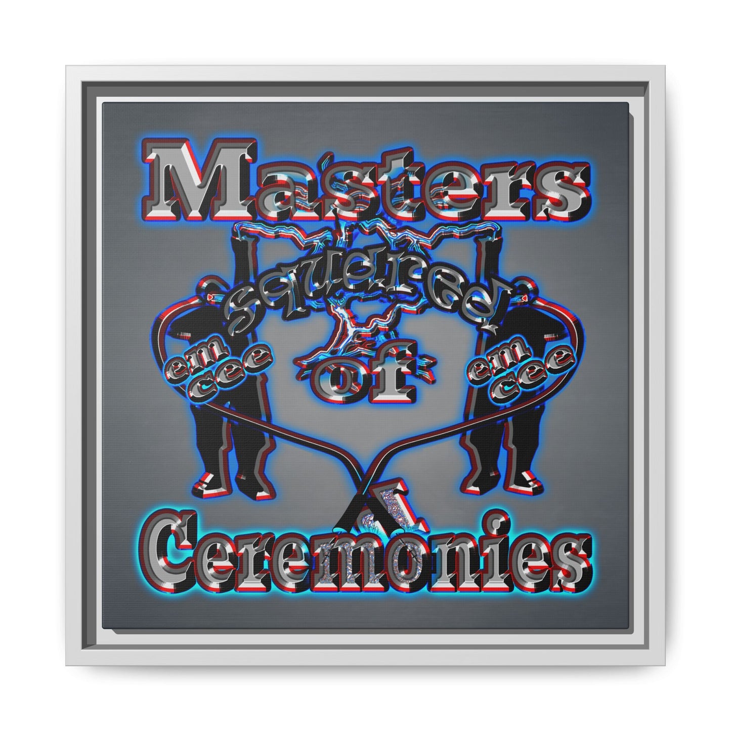 em cee squared - framed canvas art (grey-light grey)