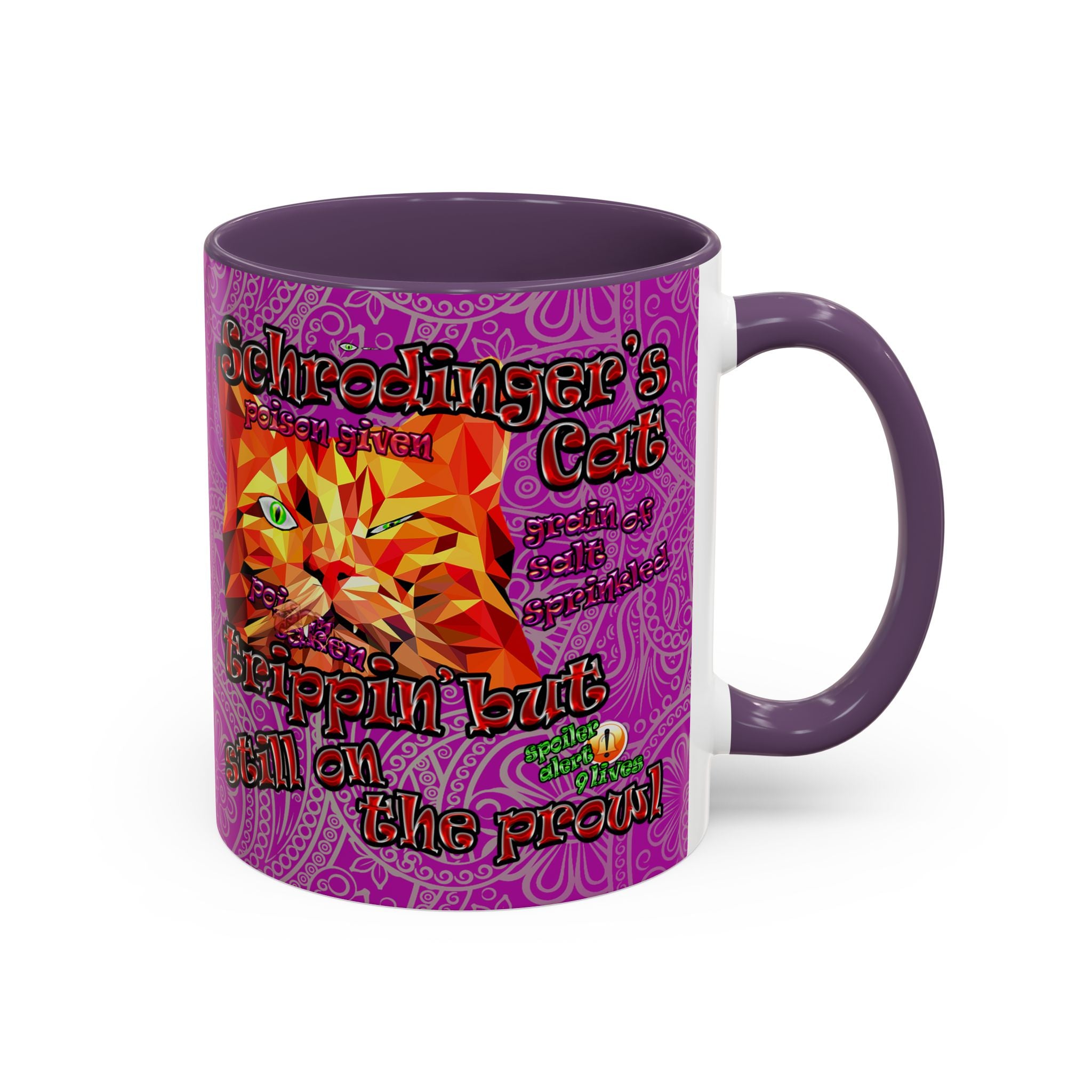 schrodinger's cat - Accent Mug (pink swirl)