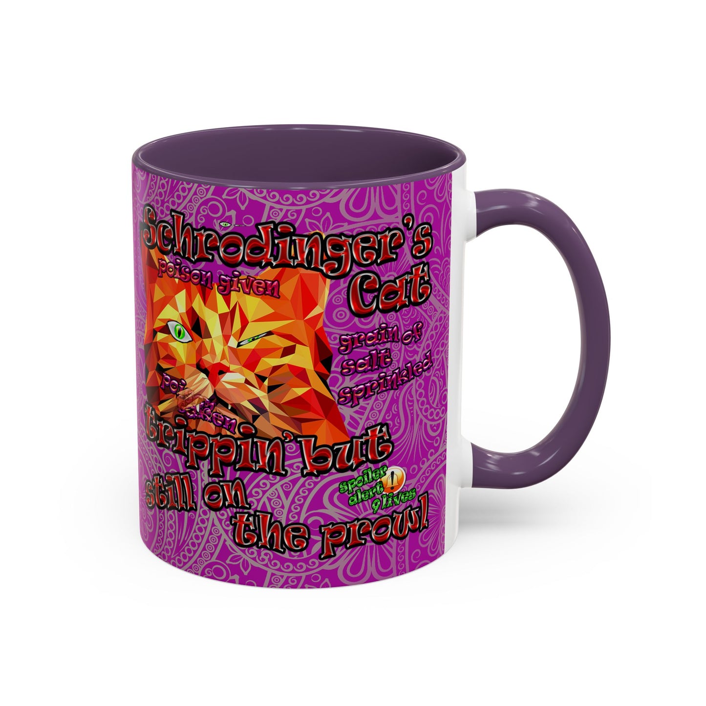 schrodinger's cat - Accent Mug (pink swirl)