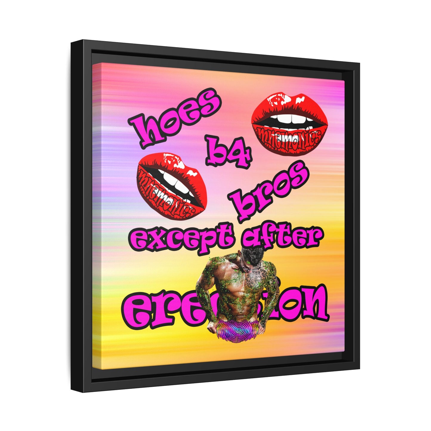 hoes b4 bros - framed canvas art (color blur)