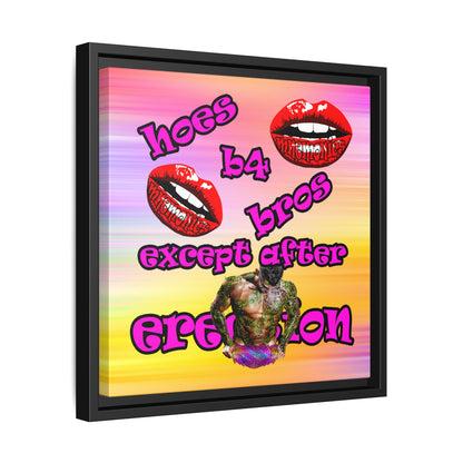 hoes b4 bros - framed canvas art (color blur)