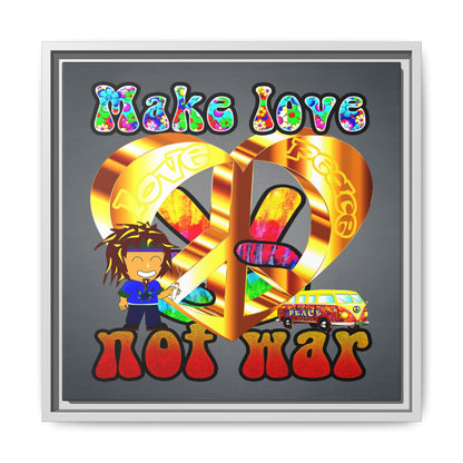 love peace - framed canvas art (grey-light grey)