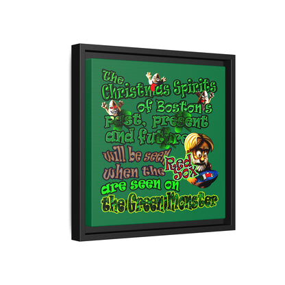 christmas spirits of boston - framed canvas art (dark green)
