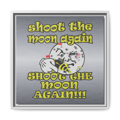 shoot the moon again - framed canvas art (brushed nickel)