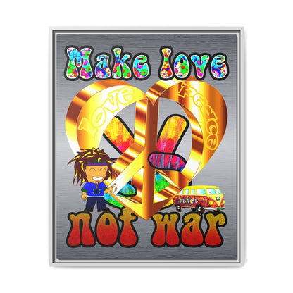 love peace - framed canvas art (brushed nickel)