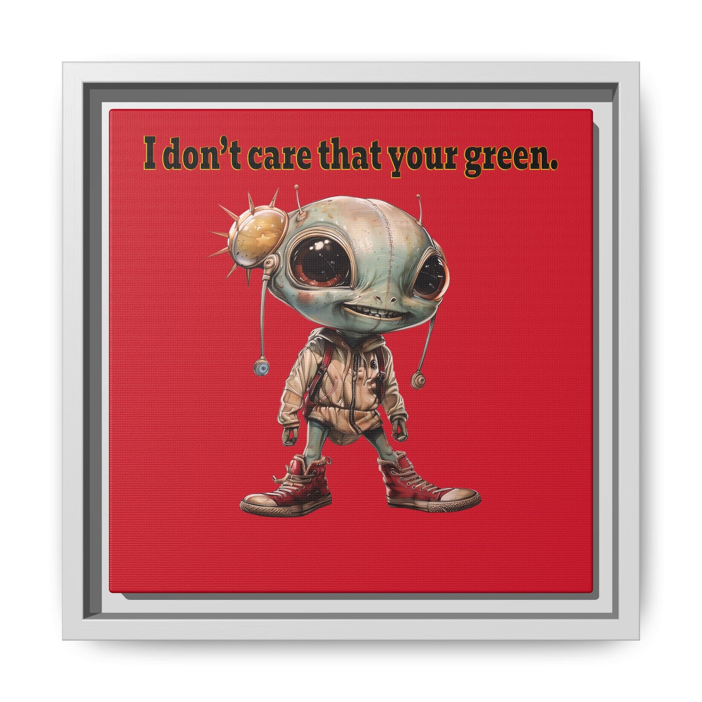I don't care that your green - framed canvas art (dark red)