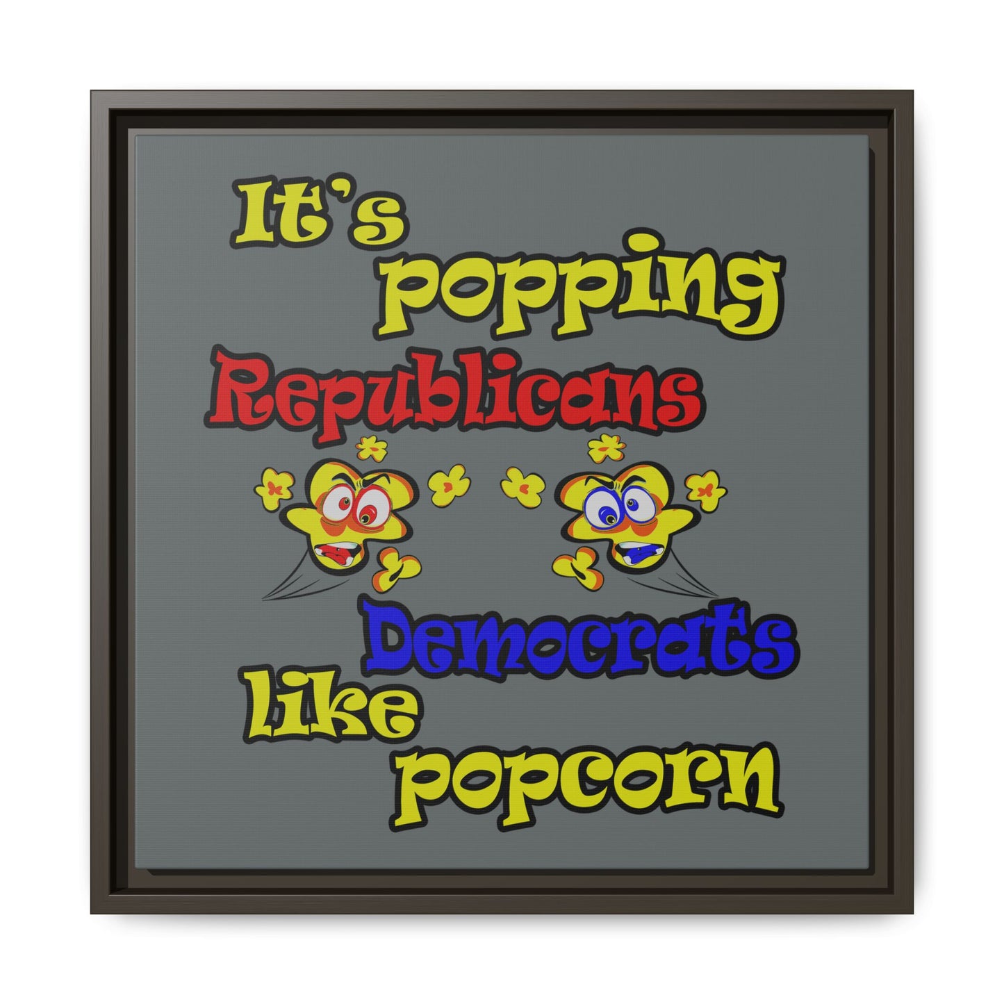 popping like popcorn - framed canvas art (dark grey)