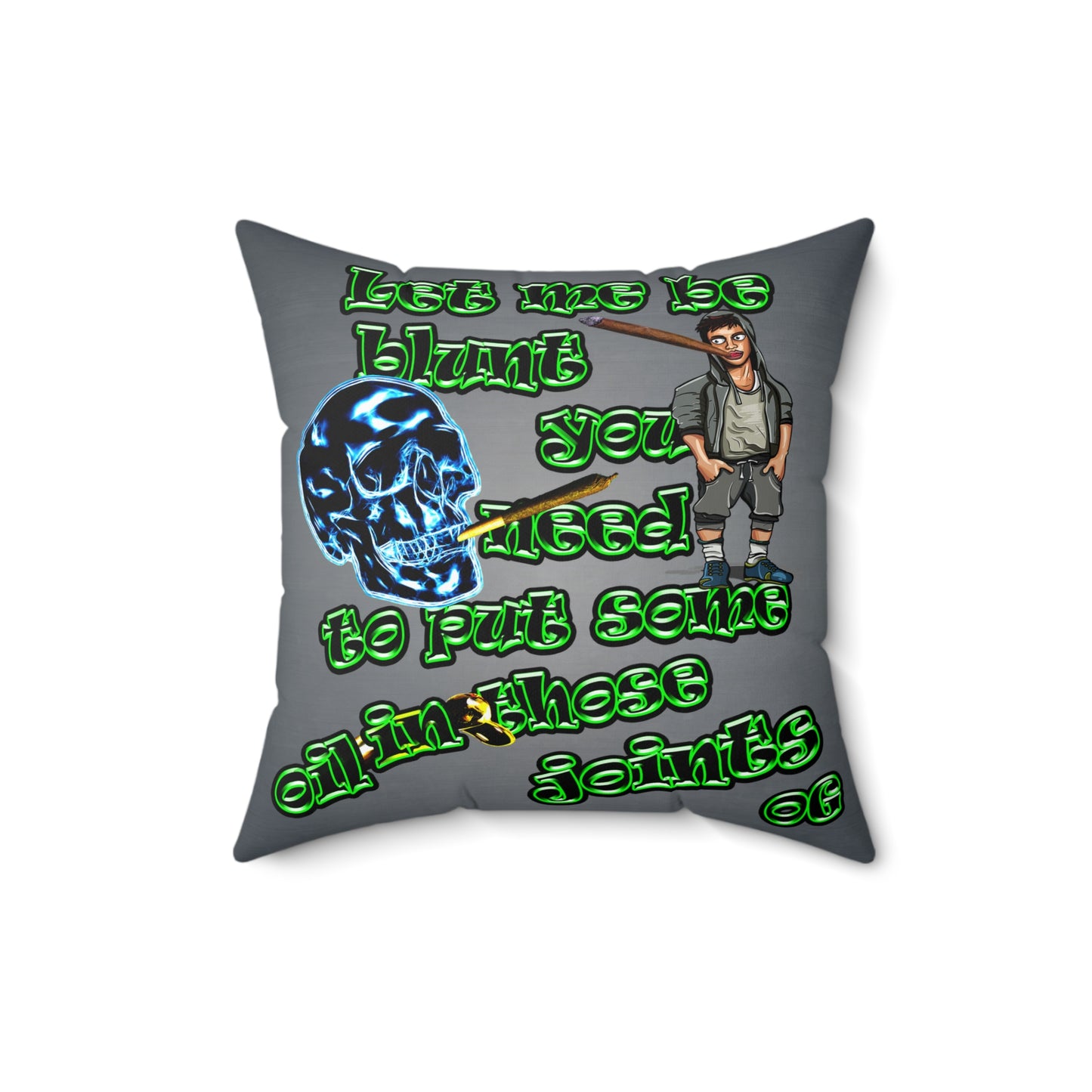og - Spun Polyester Square Pillow - (grey-light grey)