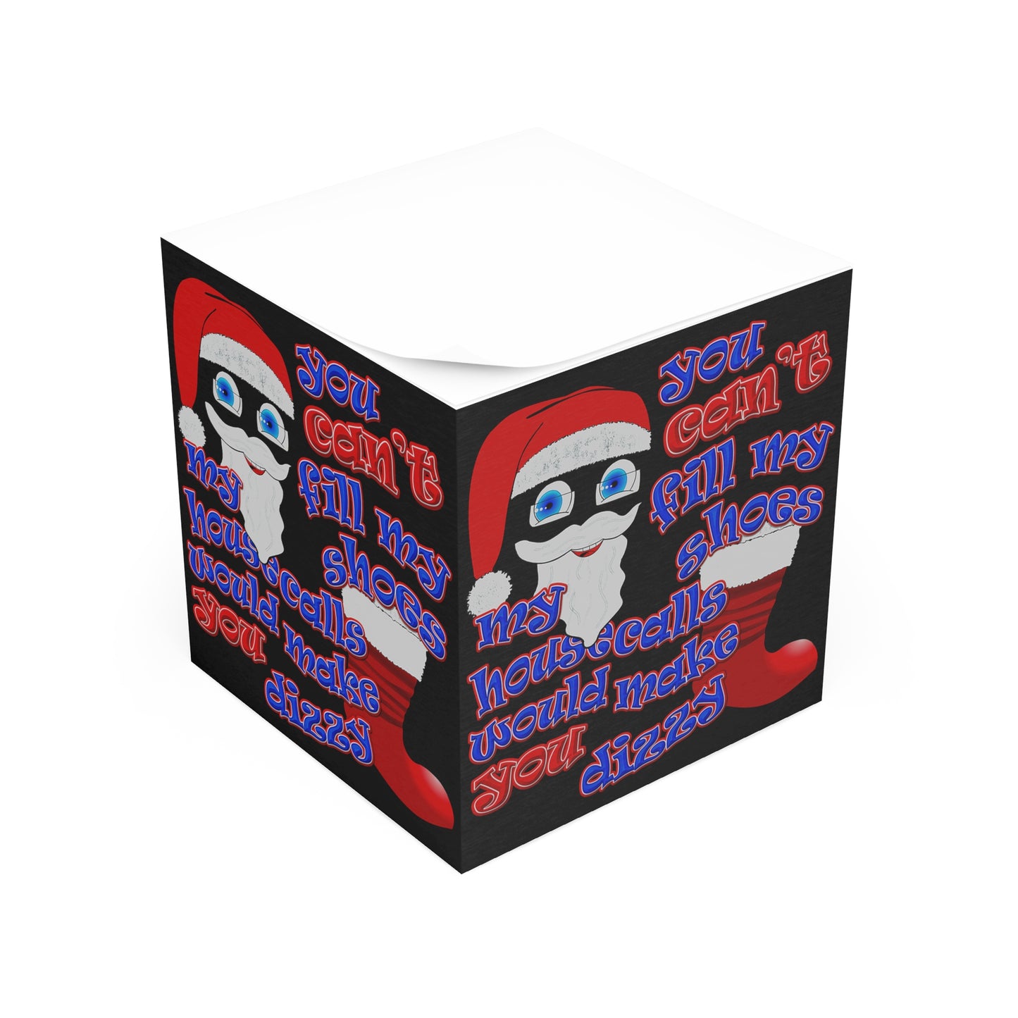 santa's shoes - note cube (black)